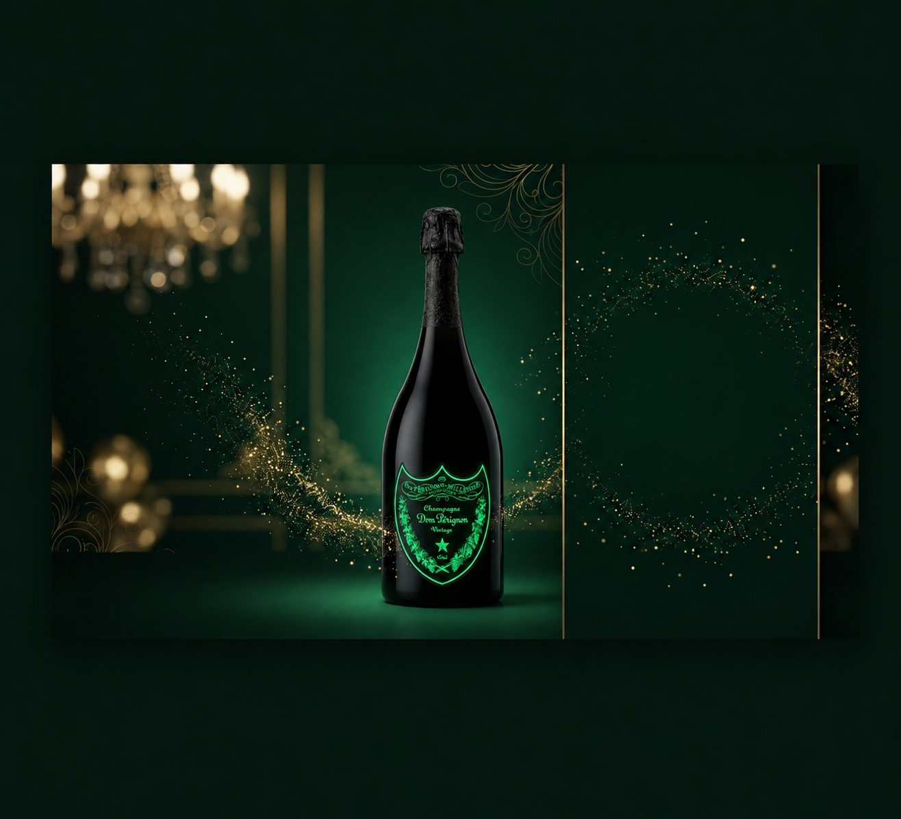 Bouteille de Dom Pérignon Millésimé dans un cadre raffiné
